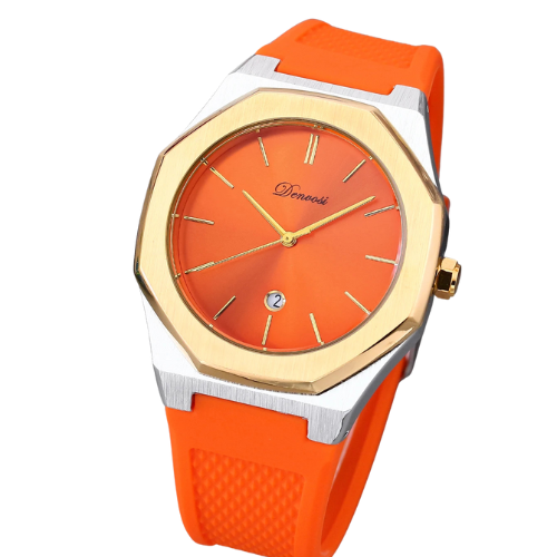 Montre pour Homme Modèle Quartz #ARGENTORANGE